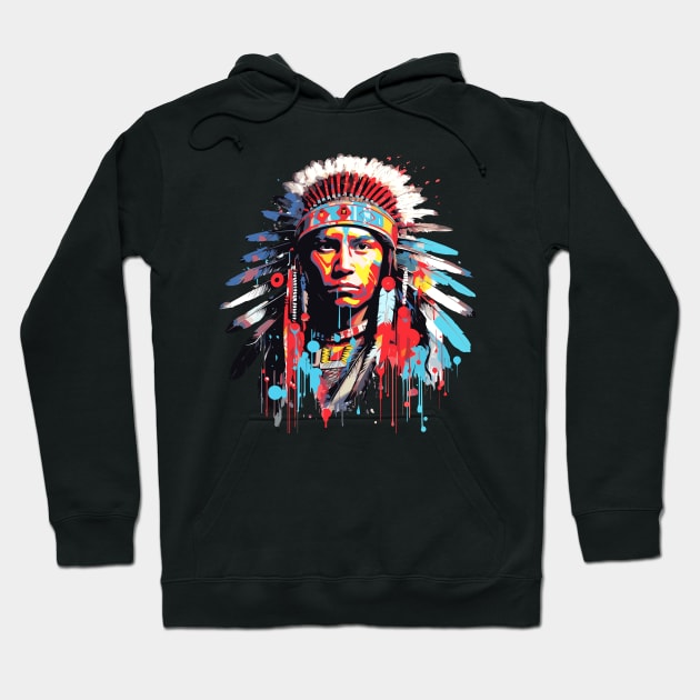 American Native Indian Brave Warrior Inspiration People Abstract Hoodie by Cubebox